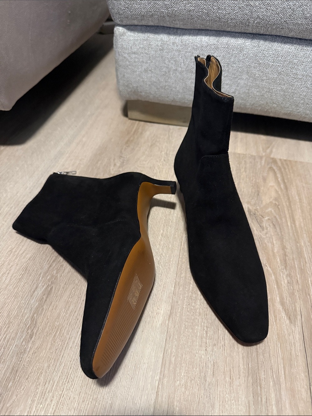 Madewell The Dimes Black Suede Kitten Heel Ankle Boots Booties - Picture 4 of 10